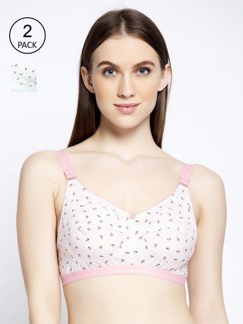 

GRACIT Pack of 2 Pink & Green Printed Non-Wired Non Padded T-shirt Bra PW30-10-13-30C