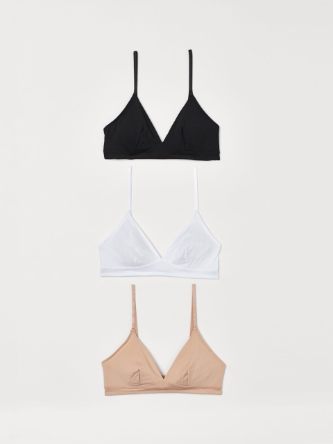

H&M Women 3-pack soft microfibre bras, White