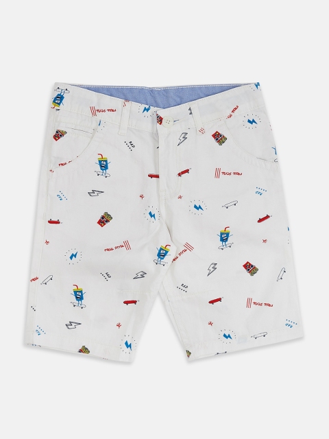 

Pantaloons Junior Boys Off-White Printed Regular Fit Shorts
