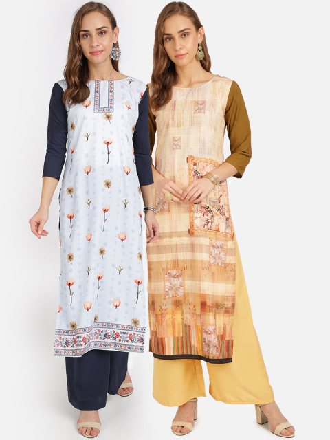 

Florence Pack Of 2 Ethnic Motifs Printed Crepe Kurta, Multi