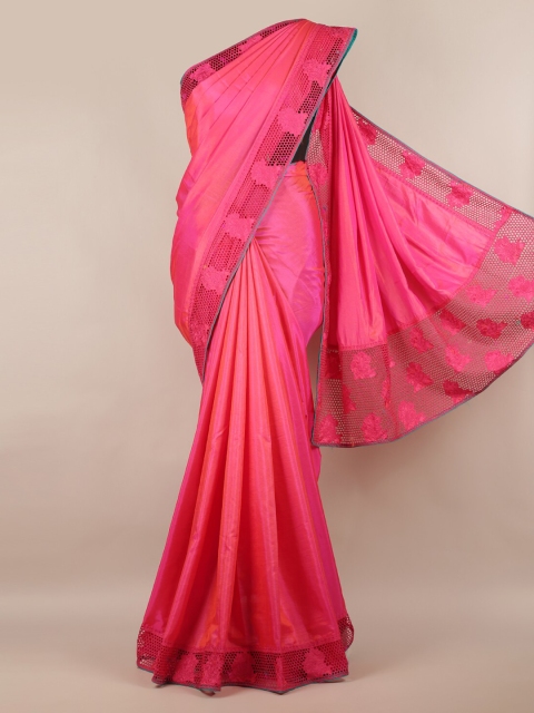 

Pothys Pink Solid Art Silk Saree