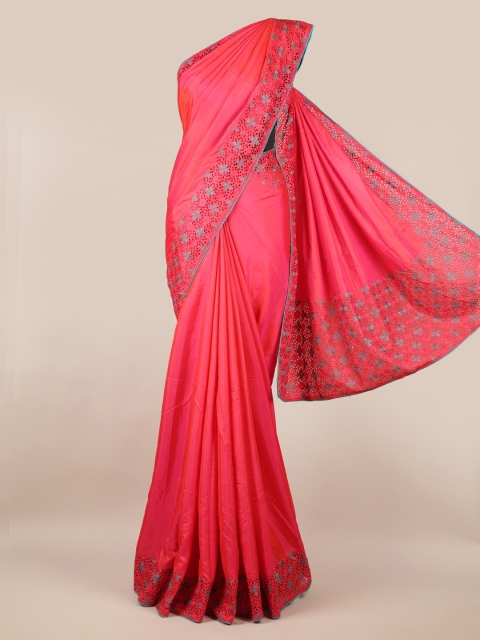 

Pothys Pink Solid Art Silk Saree
