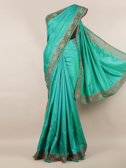 

Pothys Green Solid Art Silk Saree