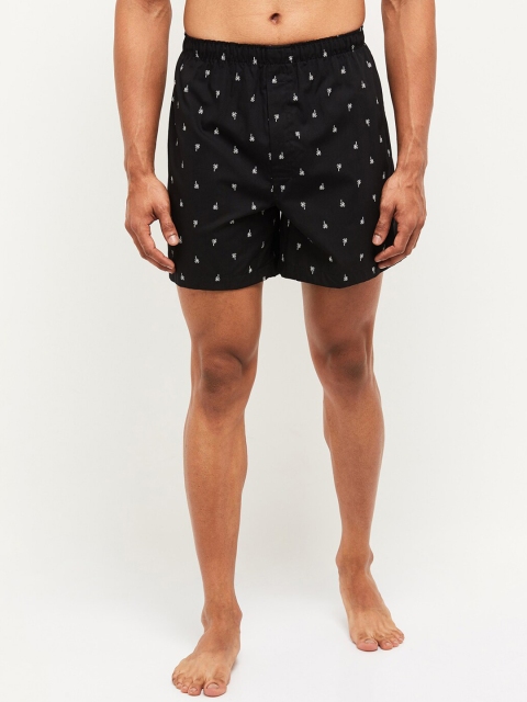 

max Men Black & White Printed Boxer NOOSNAOPBXBK