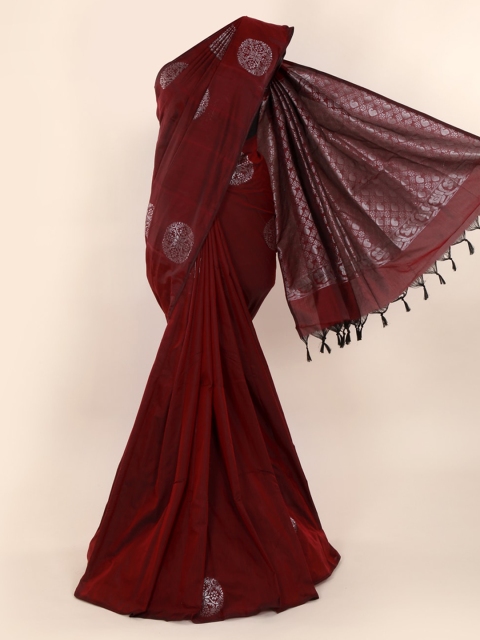 

Pothys Maroon Zari Woven Design Silk Cotton Saree