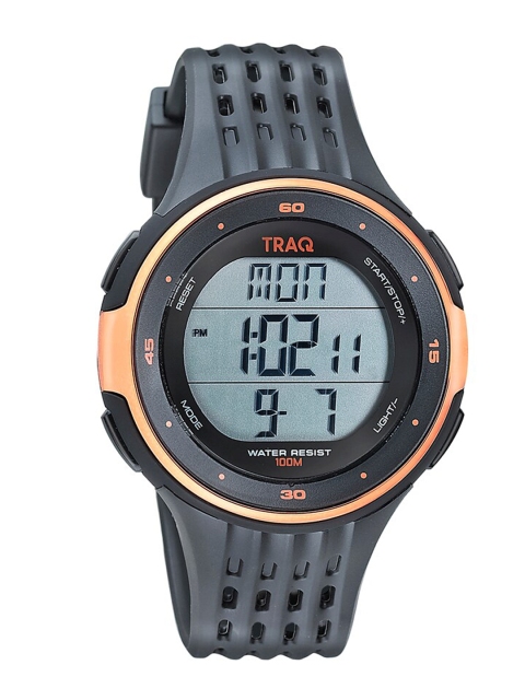 TRAQ Unisex Grey & Black Activity Tracker Smart Watch 75007PP02