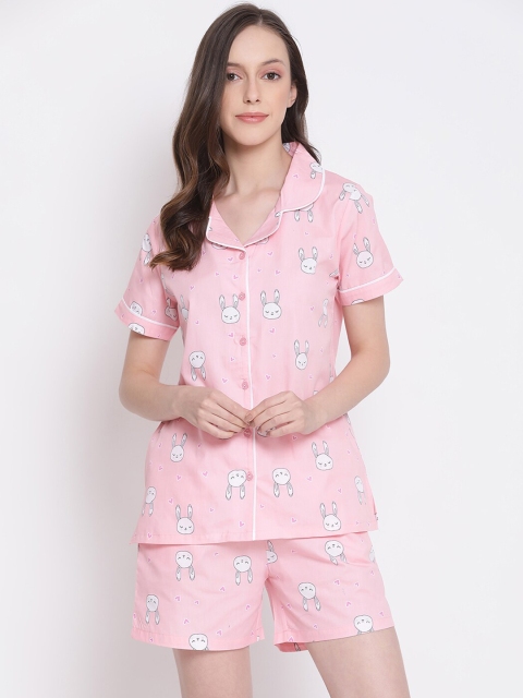 

Kanvin Women Pink Printed Night suit