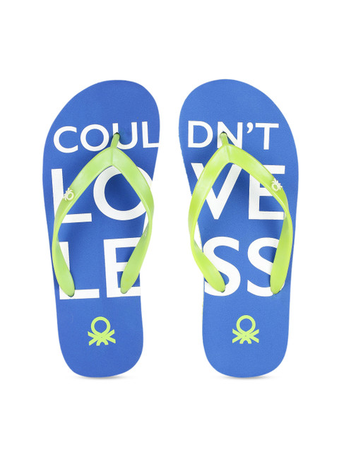 

United Colors of Benetton Men Lime Green & Blue Printed Thong Flip-Flops
