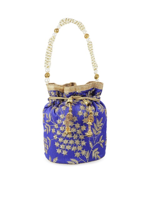 

Mochi Women Blue & Gold-Toned Printed Handheld Bag