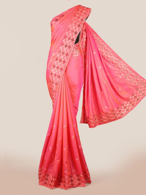 

Pothys Pink Solid Art Silk Saree