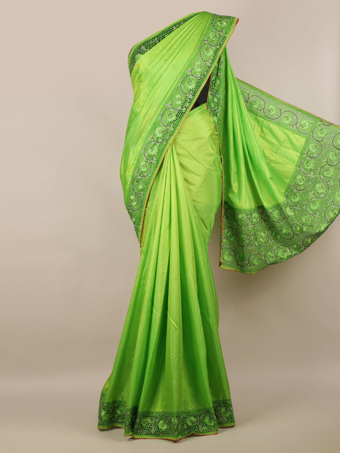 

Pothys Green Solid Art Silk Saree