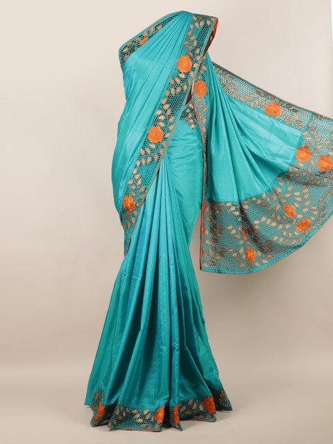 

Pothys Blue Solid Art Silk Saree