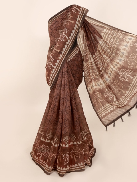 

Pothys Brown Printed Cotton Blend Saree
