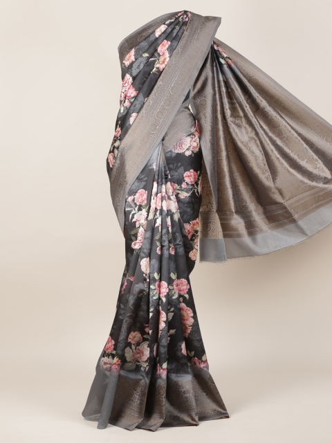 

Pothys Grey Printed Jute Silk Saree