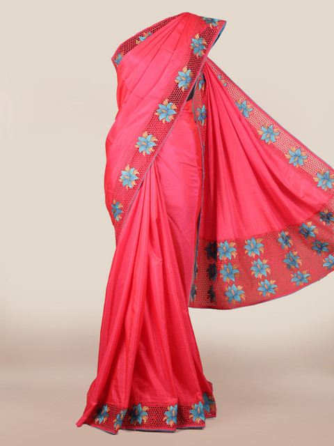 

Pothys Pink Solid Art Silk Saree