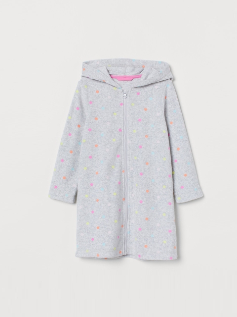 

H&M Girls Grey Printed Hooded Dressing Gown