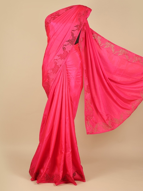 

Pothys Pink Solid Art Silk Saree