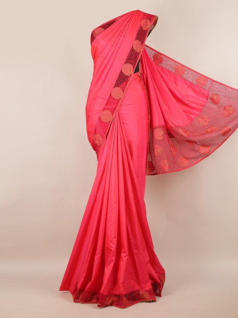 

Pothys Magenta Solid Art Silk Saree