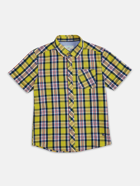 

Pantaloons Junior Boys Yellow Regular Fit Checked Casual Shirt