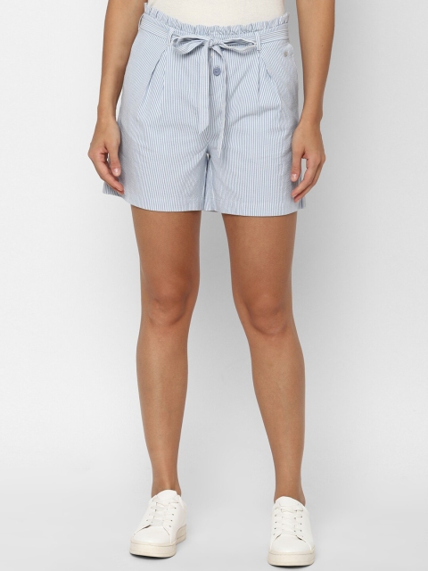 

Allen Solly Woman Women Blue Striped Regular Fit Regular Shorts