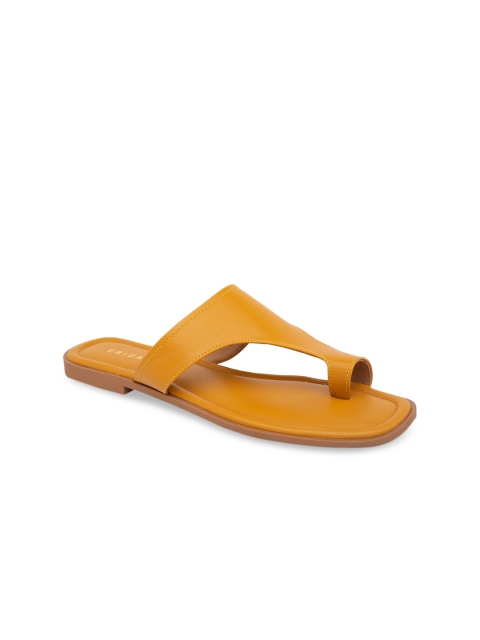 

ERIDANI Women Yellow Solid Open Toe Flats