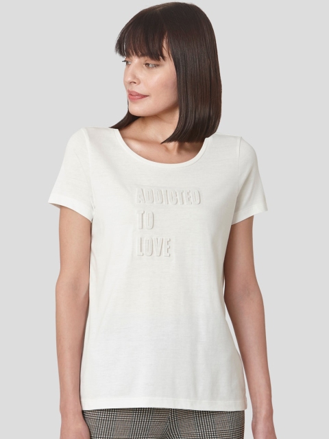 

Vero Moda Women White Embossed T-shirt