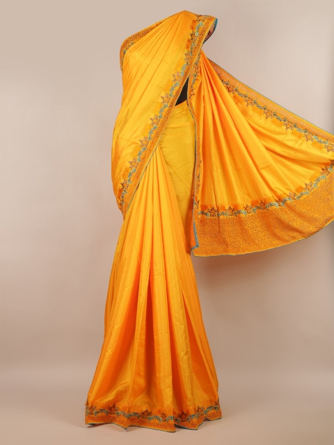 

Pothys Yellow Solid Art Silk Saree