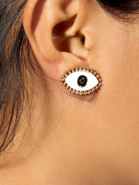 

JOKER & WITCH White & Gold-Plated Eye Spy Evil Eye Contemporary Studs