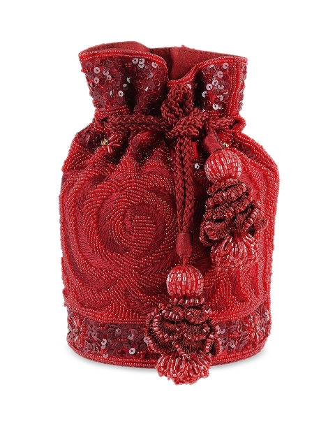 

Mochi Maroon Embellished Sling Bag