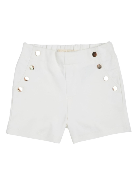 

VITAMINS Girls White Solid Slim Fit Regular Shorts