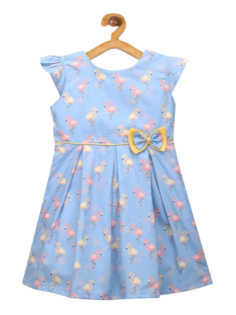 

The Magic Wand Girls Blue Printed Fit and Flare Dress