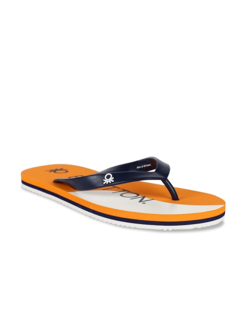 

United Colors of Benetton Men Orange & White Printed Thong Flip-Flops
