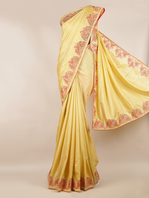 

Pothys Yellow & Red Art Silk Embroidered Saree