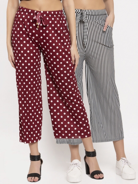 

KLOTTHE Women Pack Of 2 Multicoloured Printed Wide Leg Palazzos, Multi
