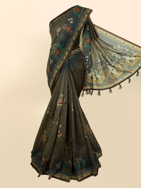 

Pothys Green Printed Cotton Blend Saree