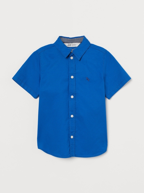 

H&M Boys Blue Solid Cotton Shirt