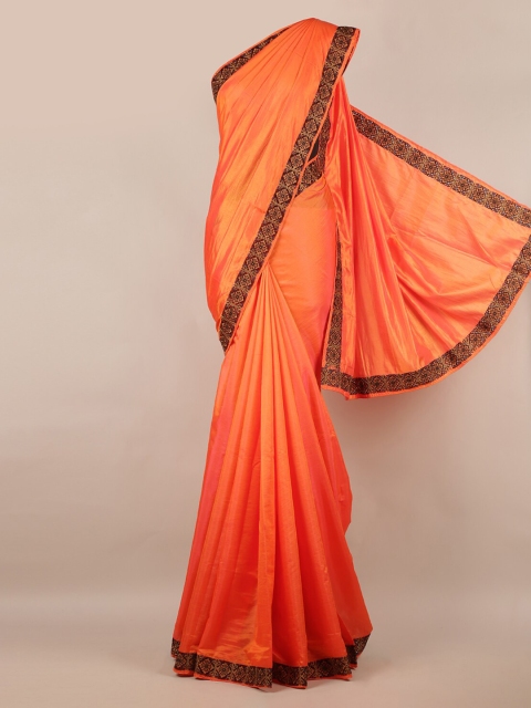 

Pothys Orange Solid Art Silk Saree