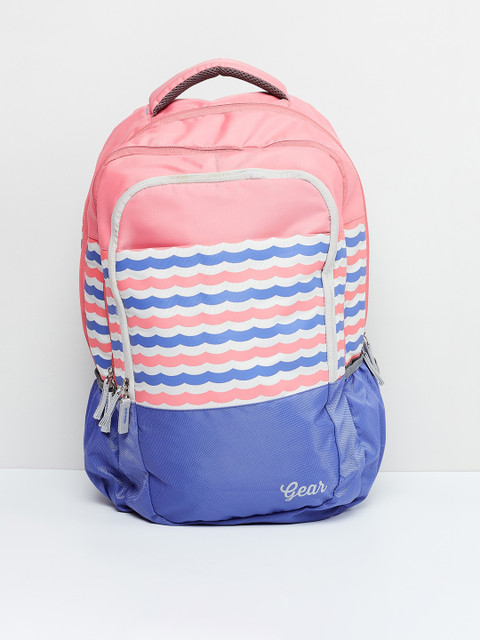 

max Girls Pink & Blue Striped Backpack