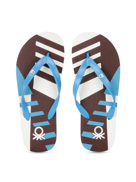 

United Colors of Benetton Men Brown & White Striped Thong Flip-Flops