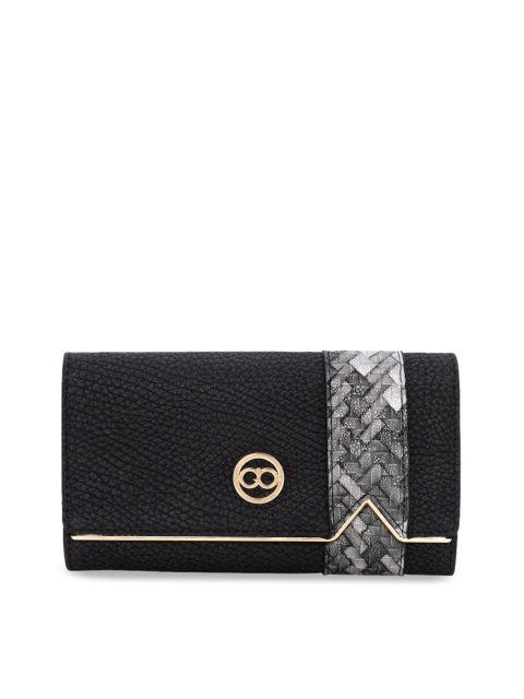 

GIO COLLECTION Women Black Woven Design Three Fold Wallet