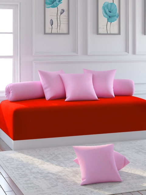 

Bromwick Red & Pink Solid Cotton 8-Piece Diwan Set