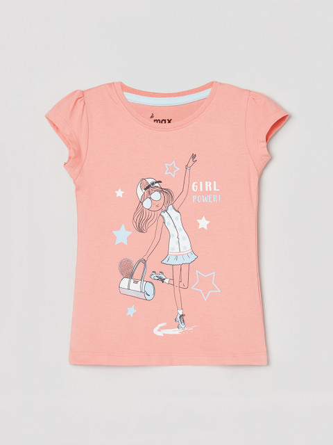 

max Girl Rust Printed Round Neck Top