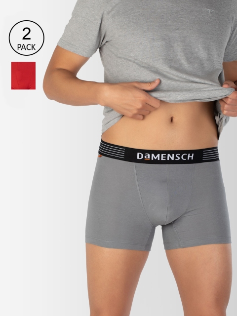 

DAMENSCH Men Pack Of 2 Solid Deodorizing Trunks DAM-CTS-T-DRG-TYR-PACK-2-MIX, Grey