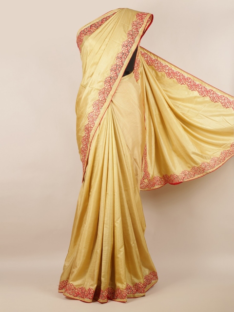 

Pothys Cream-Coloured Solid Art Silk Saree