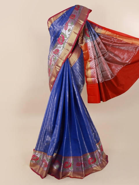 

Pothys Blue Woven Design Tissue Saree