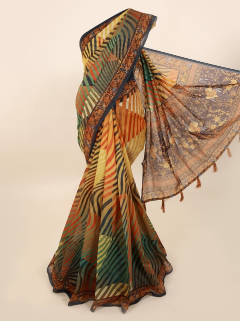 

Pothys Multicoloured Printed Cotton Blend Saree With Tasseled Pallu, Multi