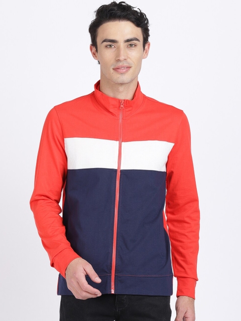 

ANTHEM Men Red & Blue Colourblocked Sweatshirt