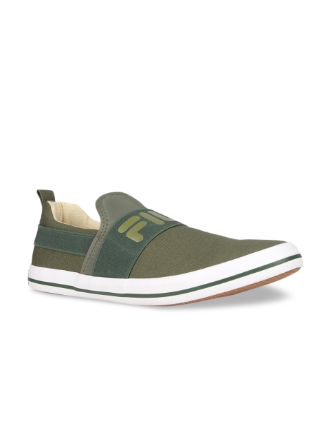 

FILA Unisex Green Printed Slip-On Sneakers, Olive