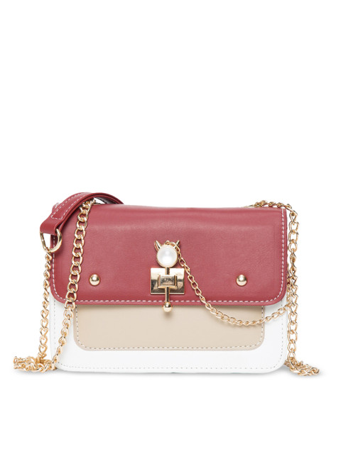 

Ratans Pink & Cream-Coloured Colourblocked Sling Bag