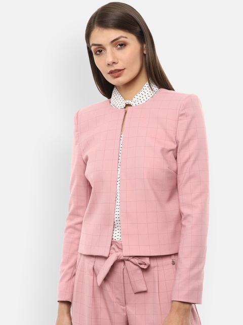 

Van Heusen Woman Women Pink Checked Open-Front Blazer